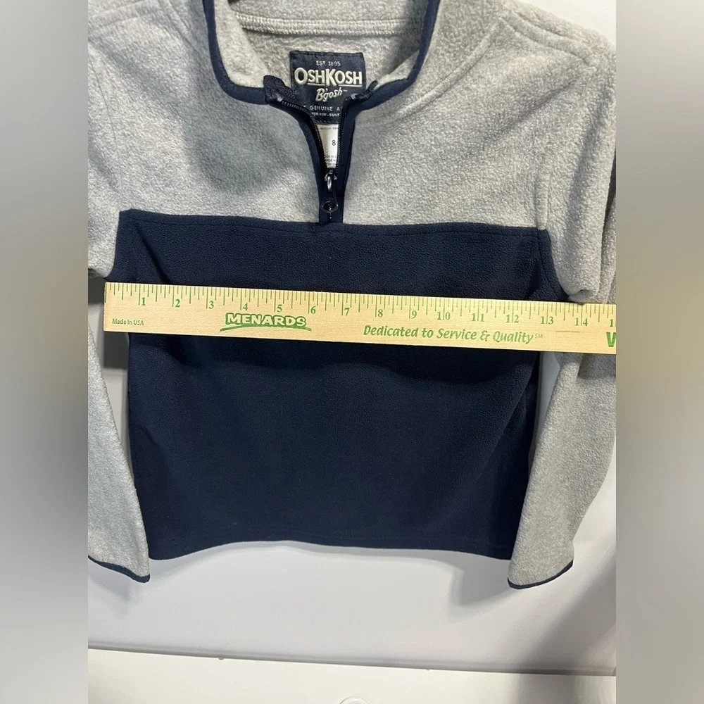 OshKosh B'gosh Boys Size 8 Quarter Zip Fleece Long Sleeve Top Gray & Navy